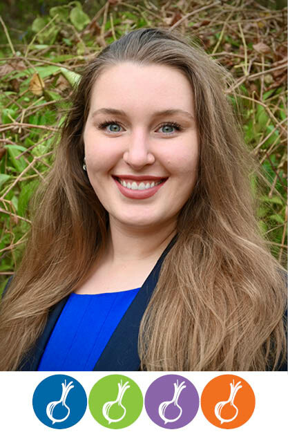 Headshot of Taylor Gorycki with 4 onions