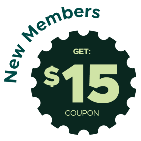 "$15 coupon for new members"