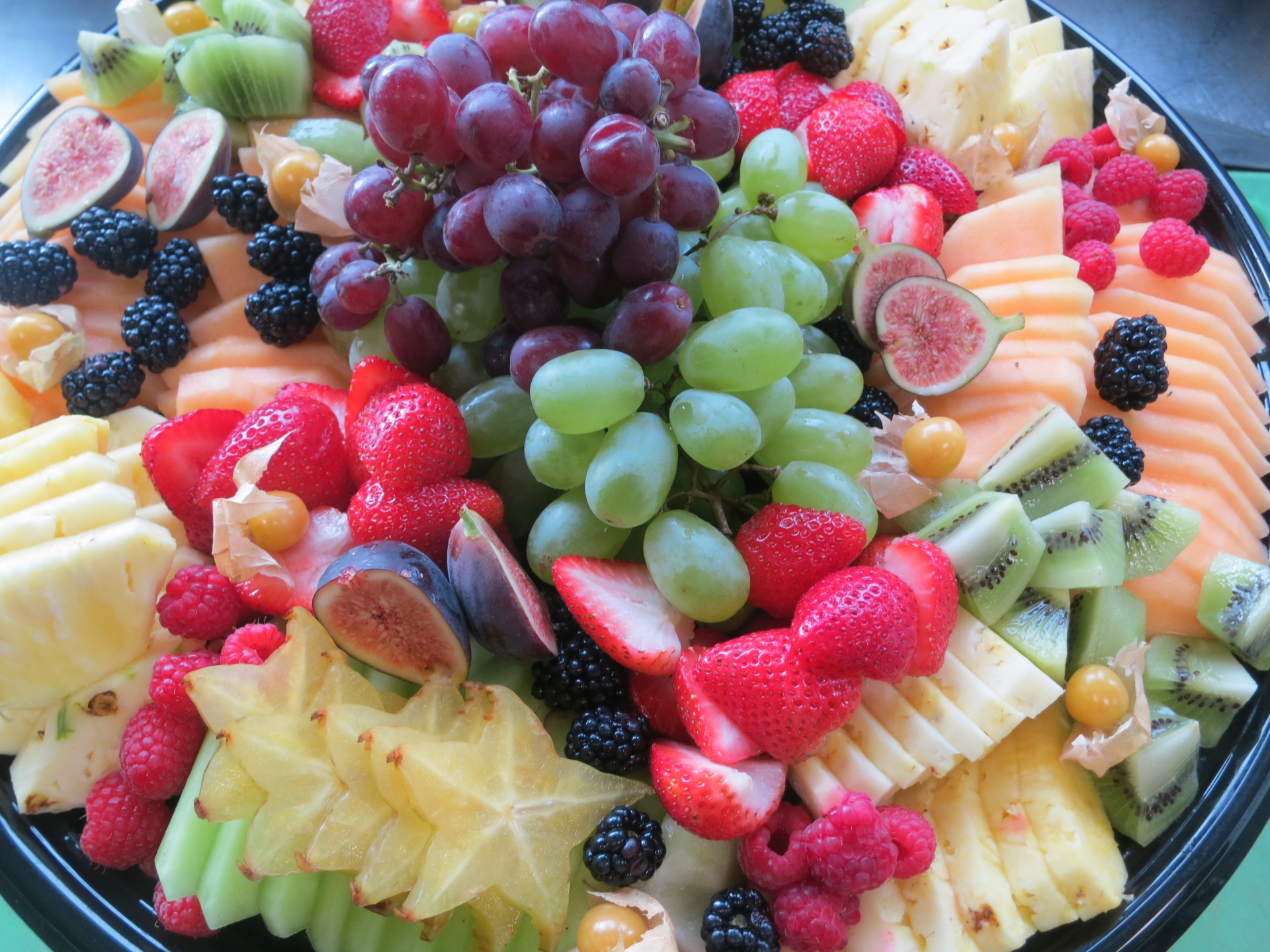 A close-up of a fruit platter