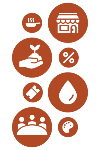 An assortment of white icons inside rust red circles. Each represents a benefit of being a City Market Member.