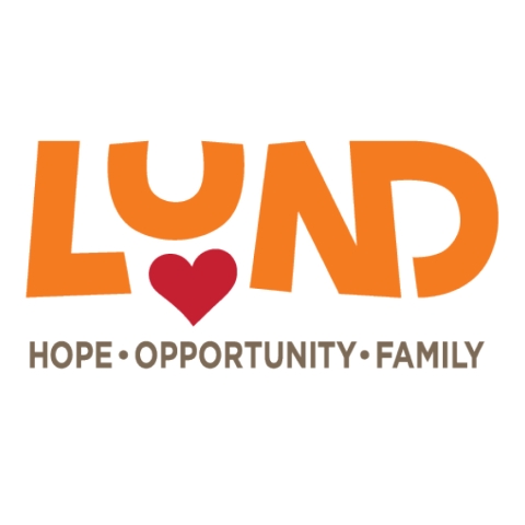 The logo for Lund: Hope, Opportunity, Family