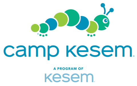 A caterpillar crawls over the words "Camp Kesem"